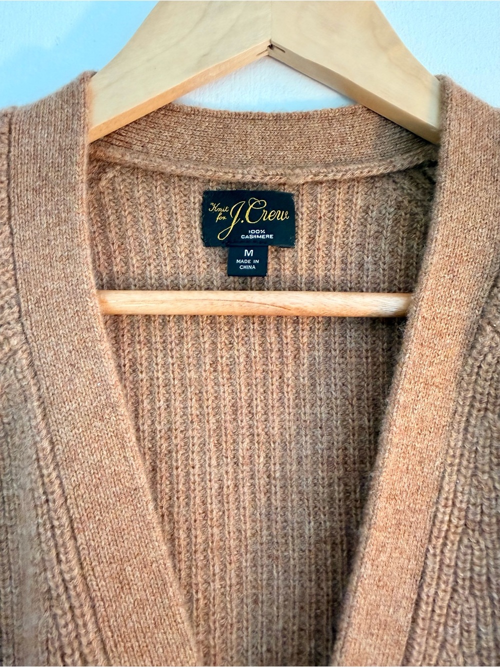 J.Crew Cashmere Ribbed V-neck Cardigan (Color: Heather Butterscotch) - Picture 2 of 4